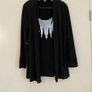 Laura Scott Jacket w/ Attached Sequined Shell Sz L